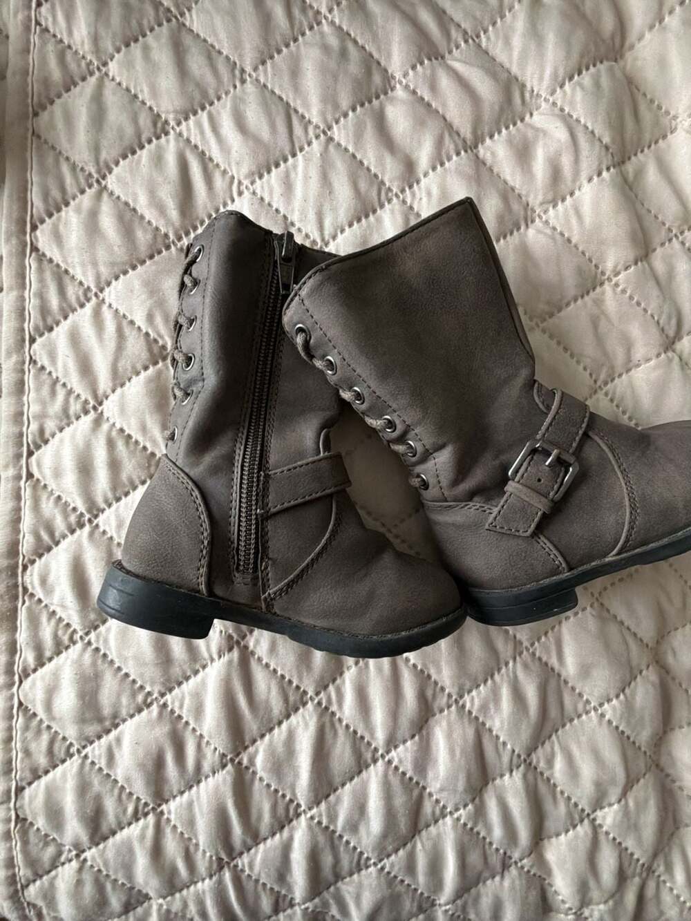 The Children's Place Girls Faux Suede Lace-Back Zip-Up Boots